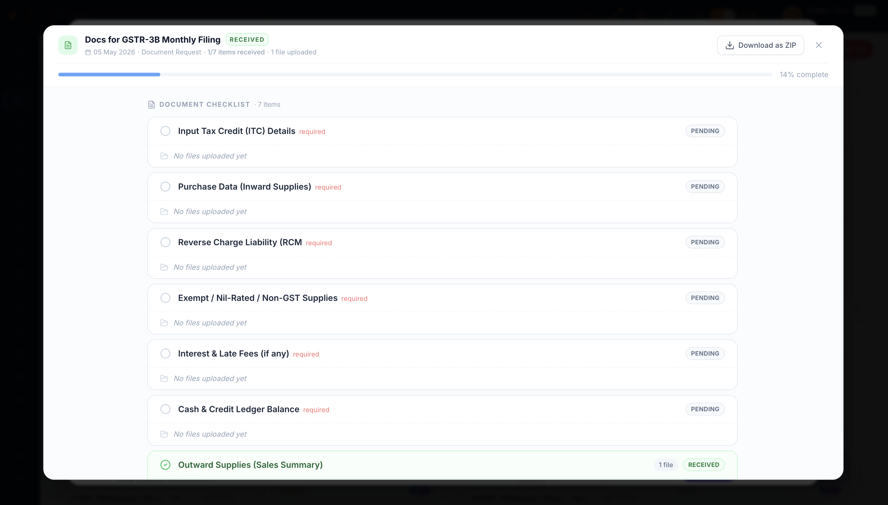 QwikCA Document Checklist Tracking