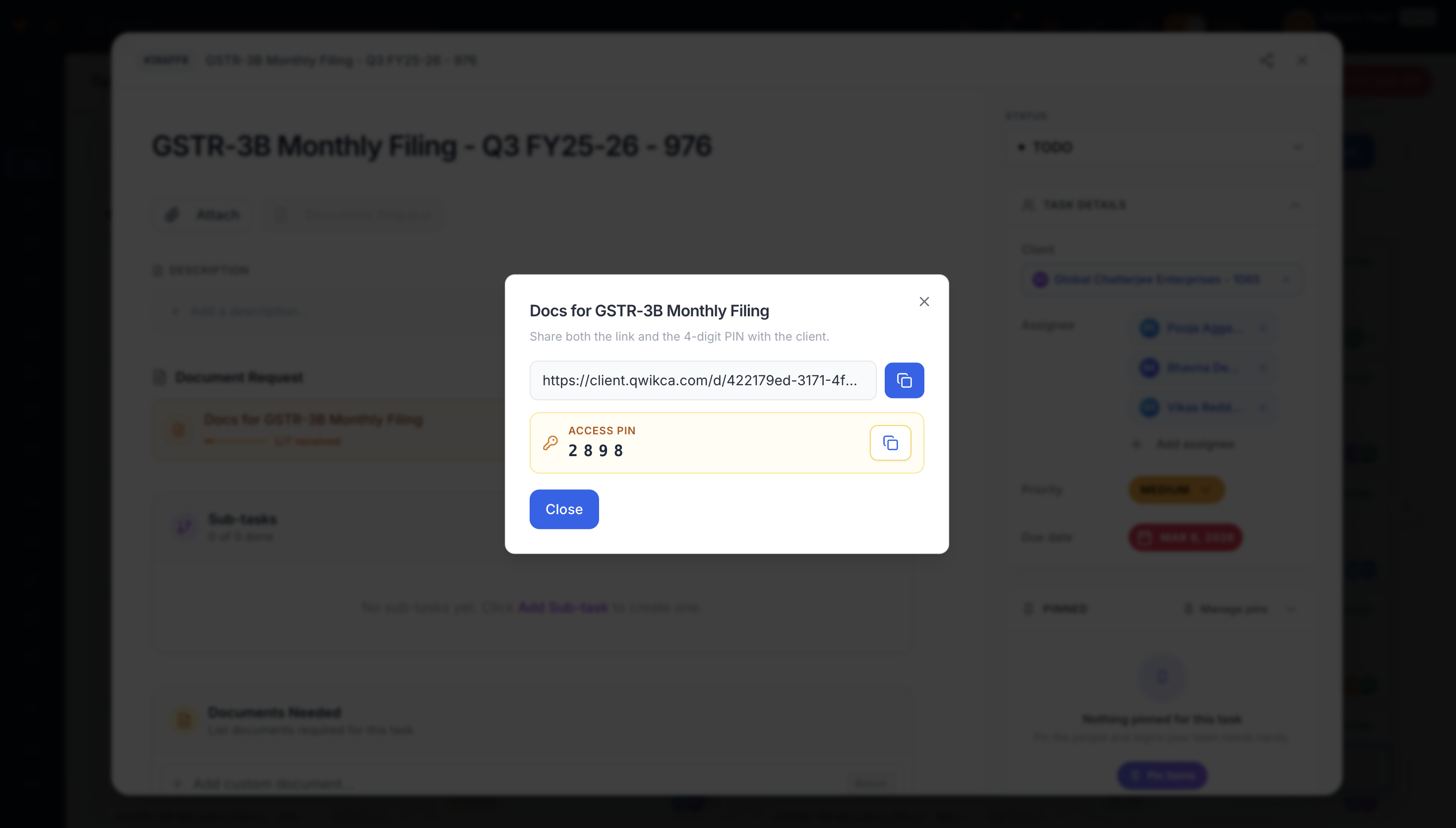QwikCA Document Request with Secure PIN