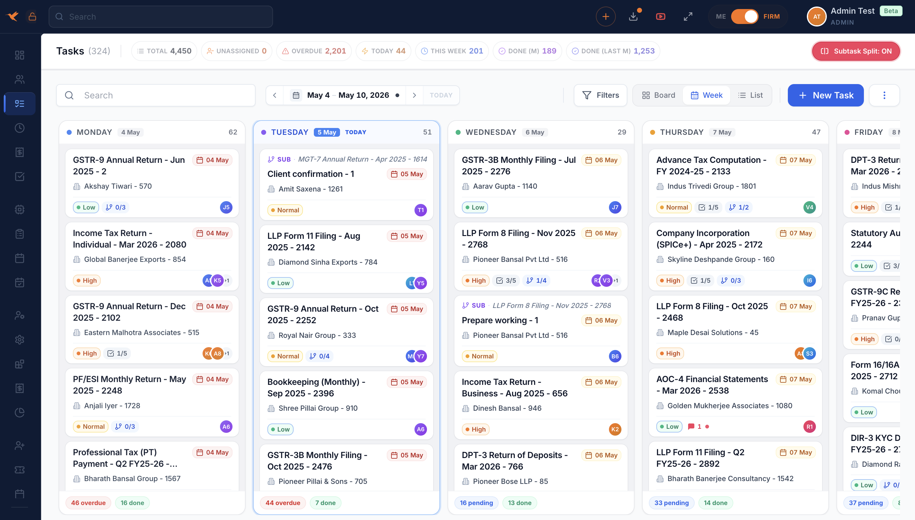 QwikCA Weekly Task View